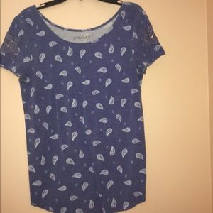 indigo shirt with teardrop pattern